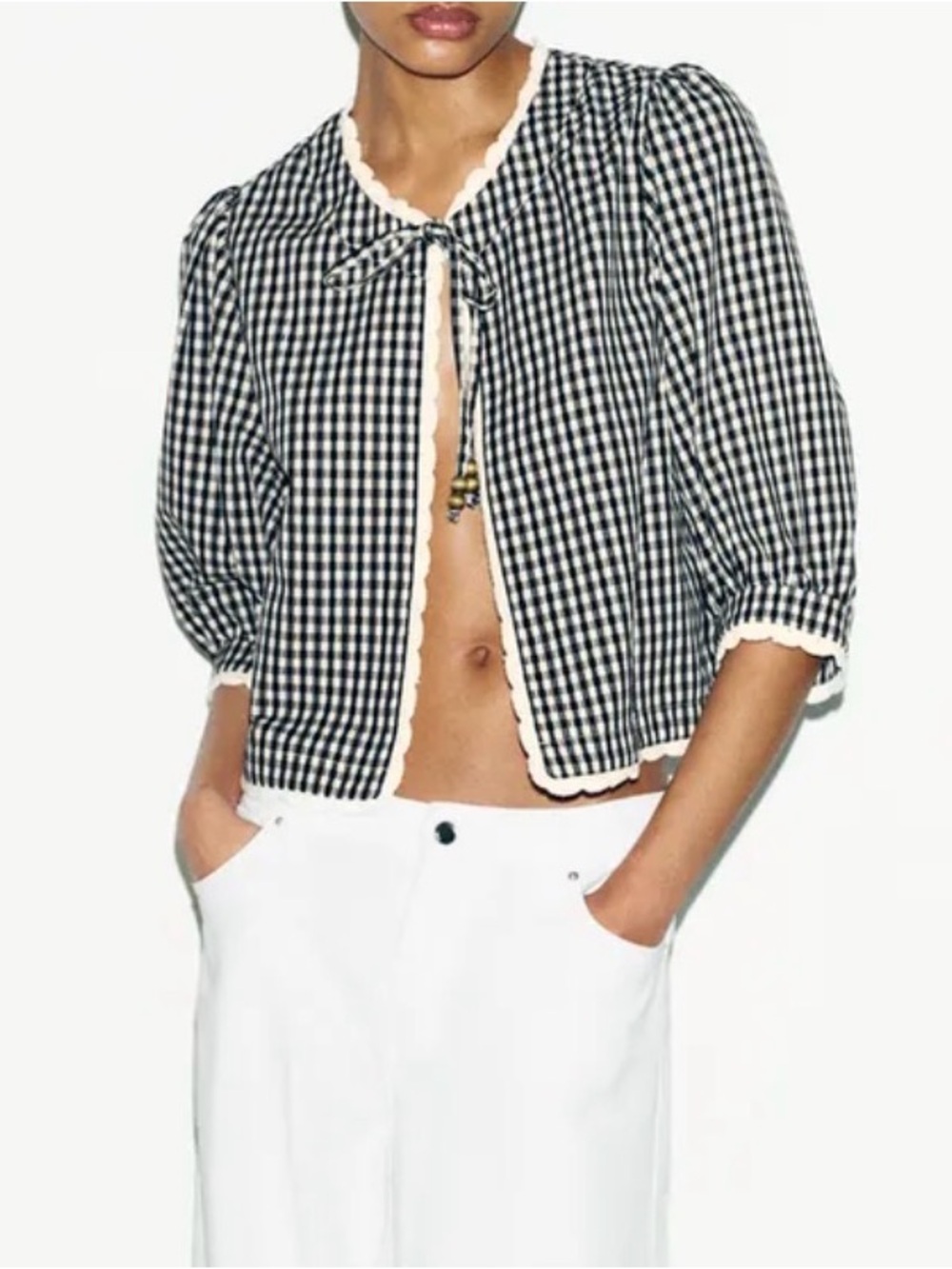 ZARA CROCHET GINGHAM CHECK JACKET NWT SIZES S M